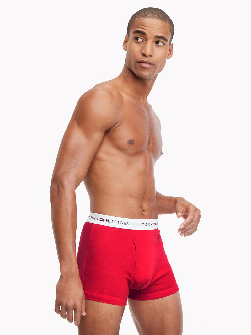 Férfi Tommy Hilfiger Pamut classics trunk 3pk Trunks Piros | HU 1281YXF